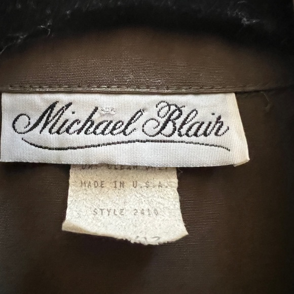 Vintage Michael Blair Bolero Cropped Blazer Olive Green Double Breasted 90s - Picture 3 of 4